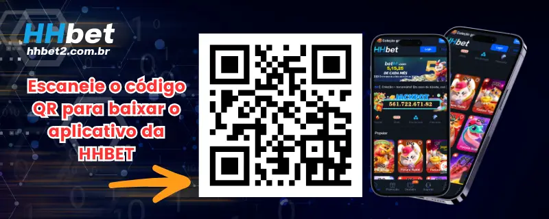 Escaneie o código QR para baixar o aplicativo da HHBET