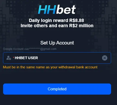 Passo 2: Preenchimento do Formulário de Registro HHBET